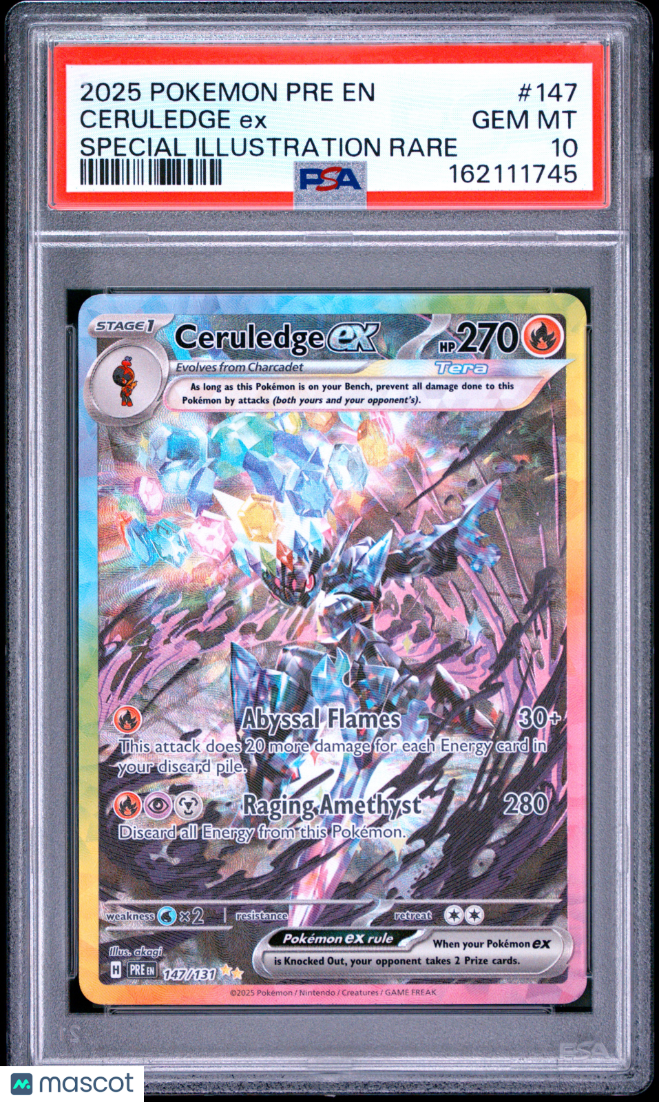 2025 Pokemon Pre EN-Prismatic Evolutions Ceruledge EX SIR PSA 10 #147