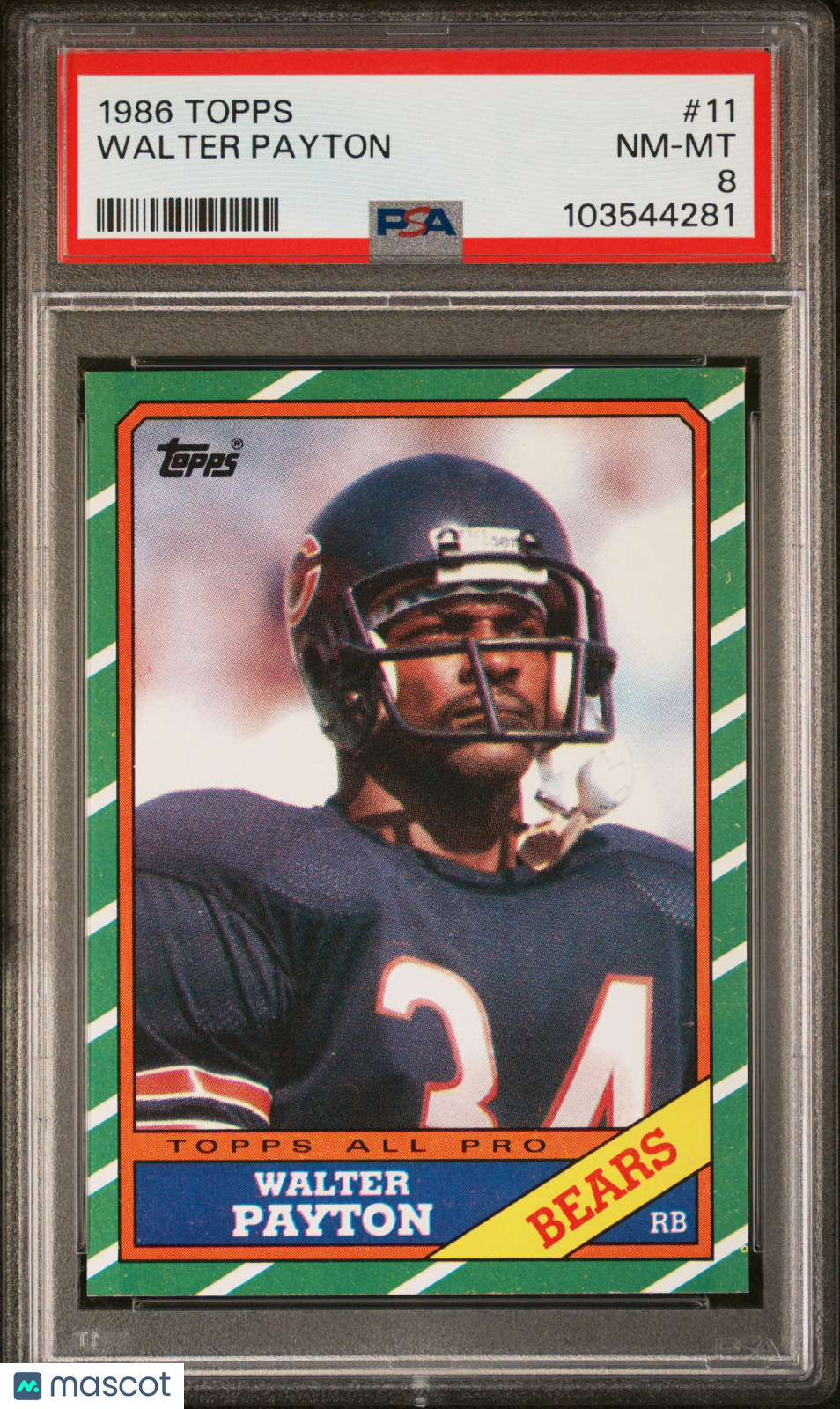 1986 Topps Walter Payton #11 PSA 8