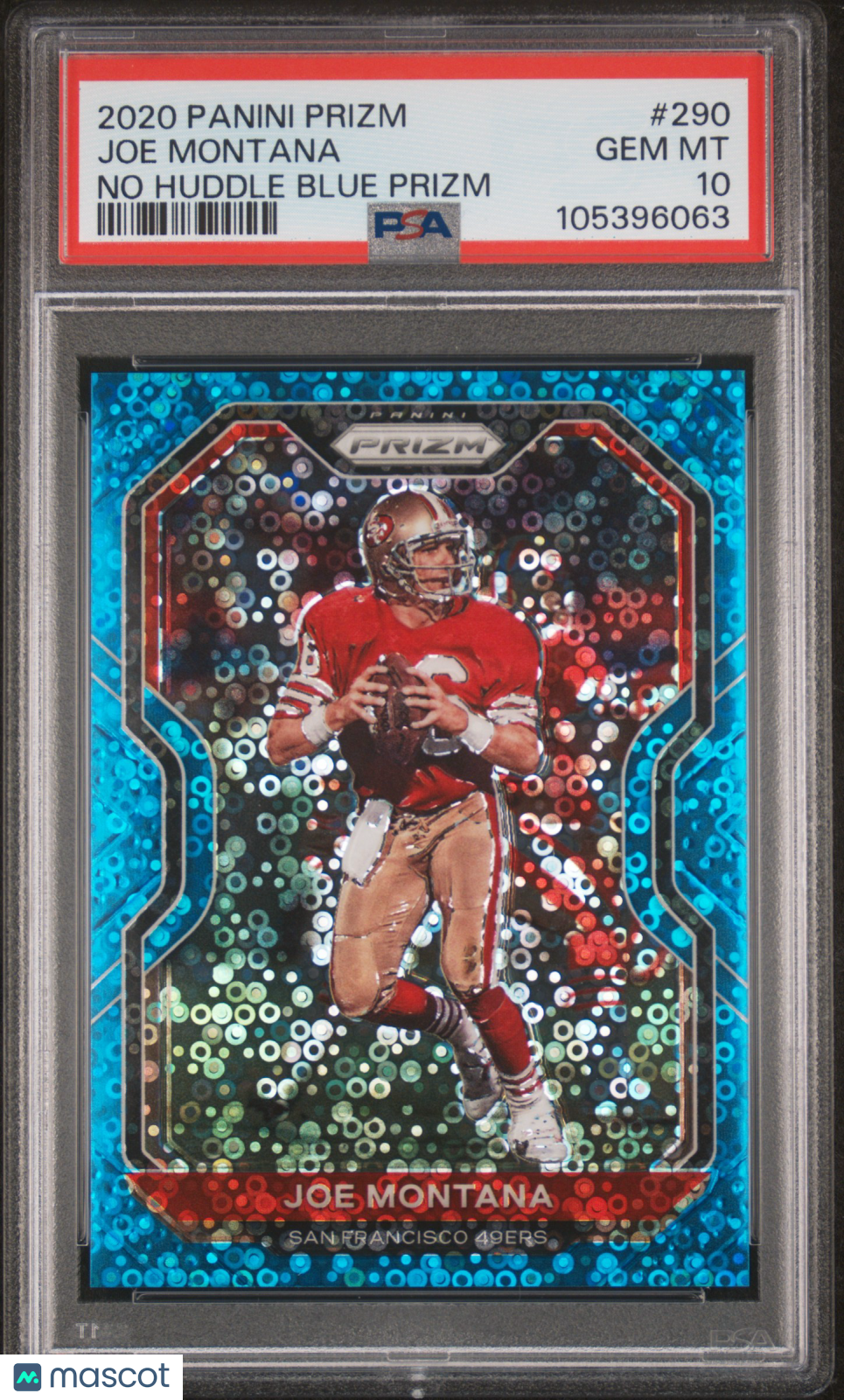 2020 Panini Prizm Joe Montana #290 No Huddle Blue 07/79 PSA 10