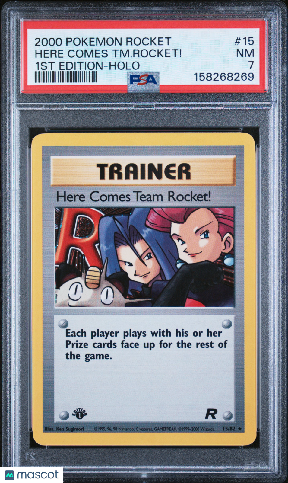 2000 Pokemon Rocket Here Comes Team Rocket! 1st Edition-Holo PSA 7 #15
