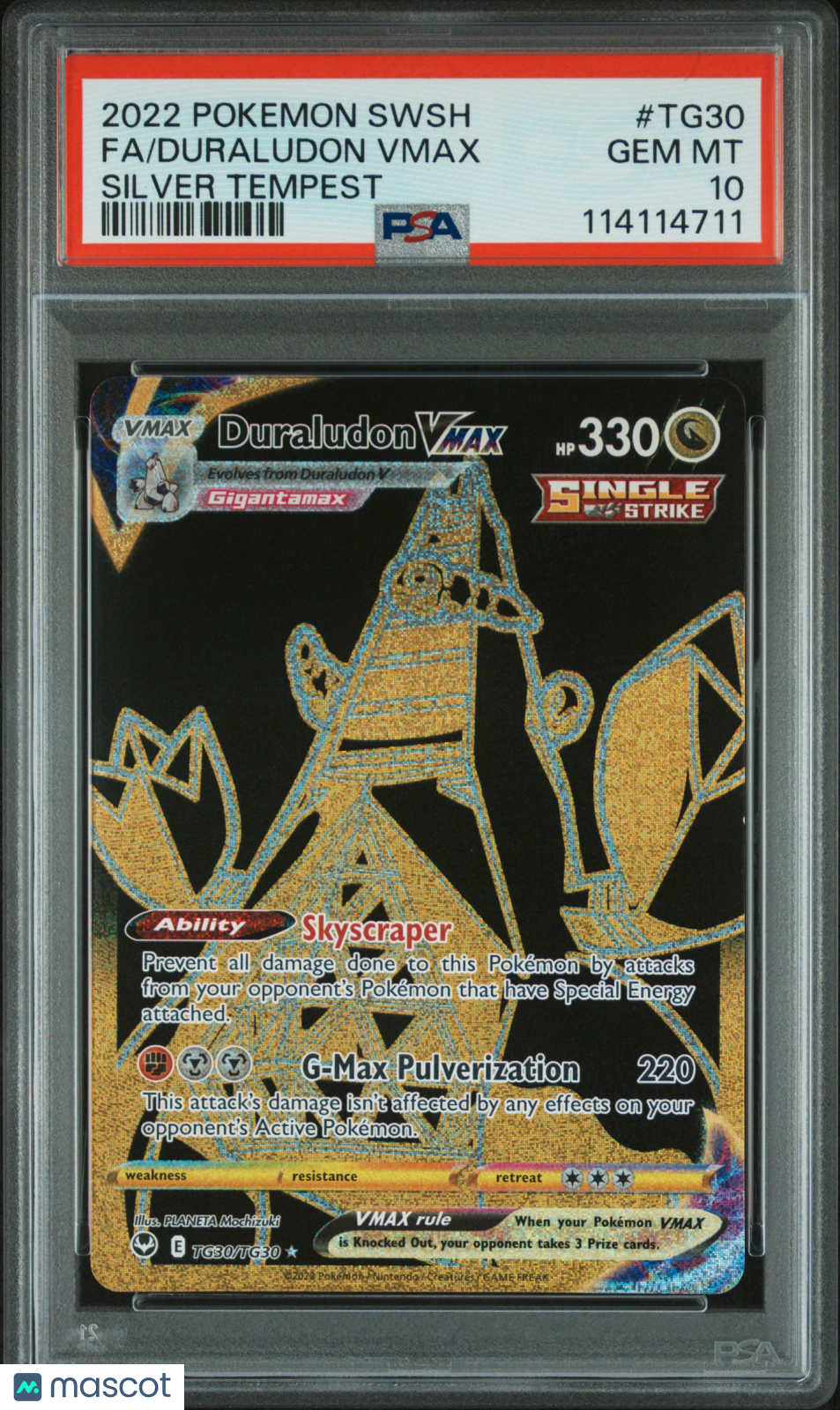 2022 Pokemon Sword & Shield Silver Tempest Duraludon VMAX #TG30/TG30 PSA 10
