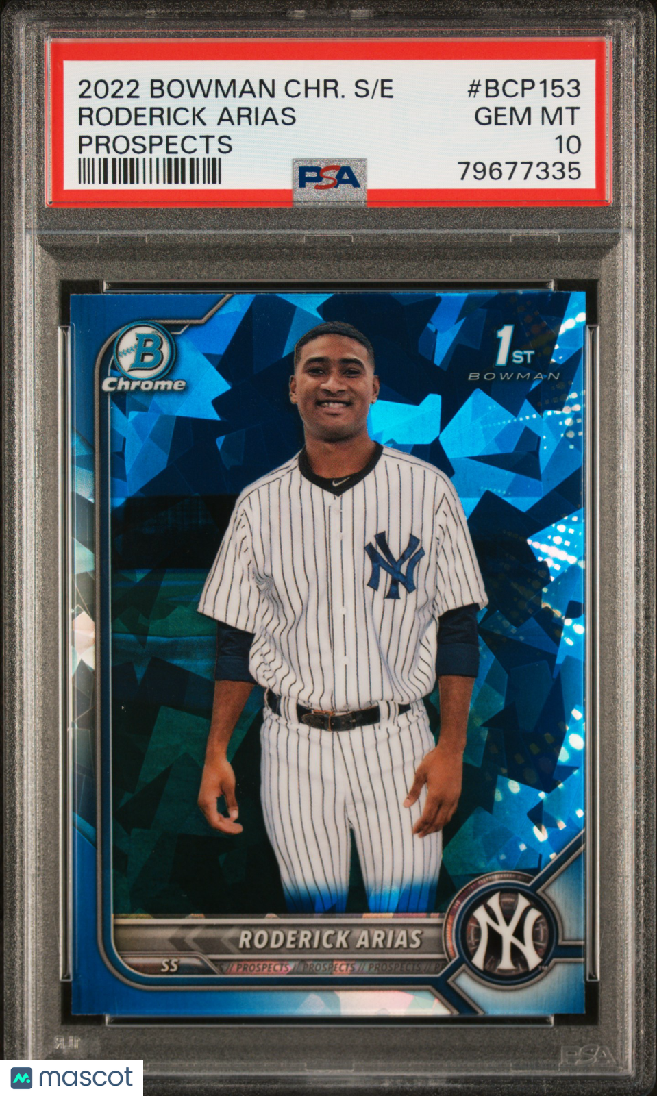 2022 Bowman Chrome Sapphire Edition Prospects Roderick Arias #BCP153 PSA 10