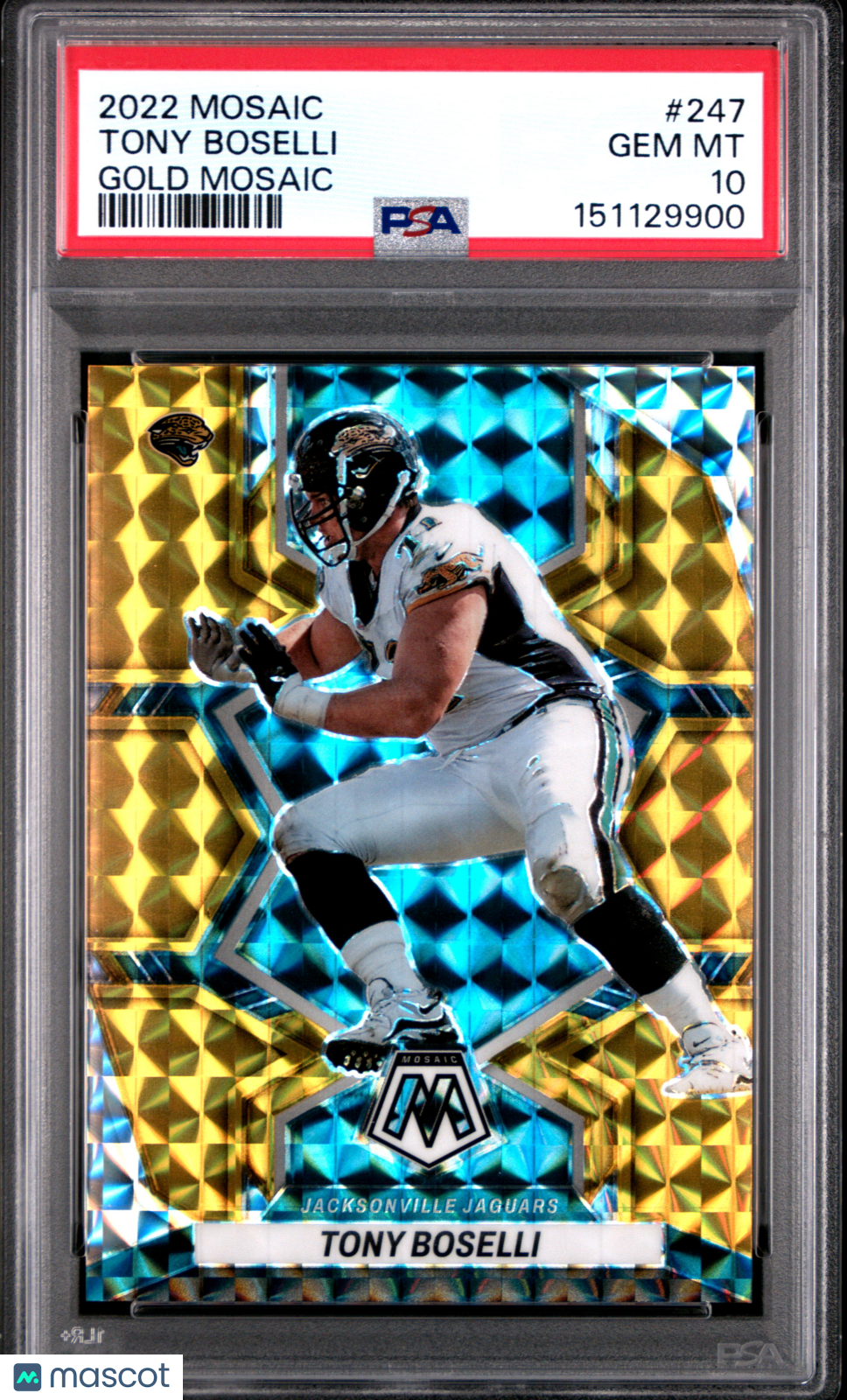 2022 Panini Mosaic Football Tony Boselli #247 Gold 06/10 PSA 10