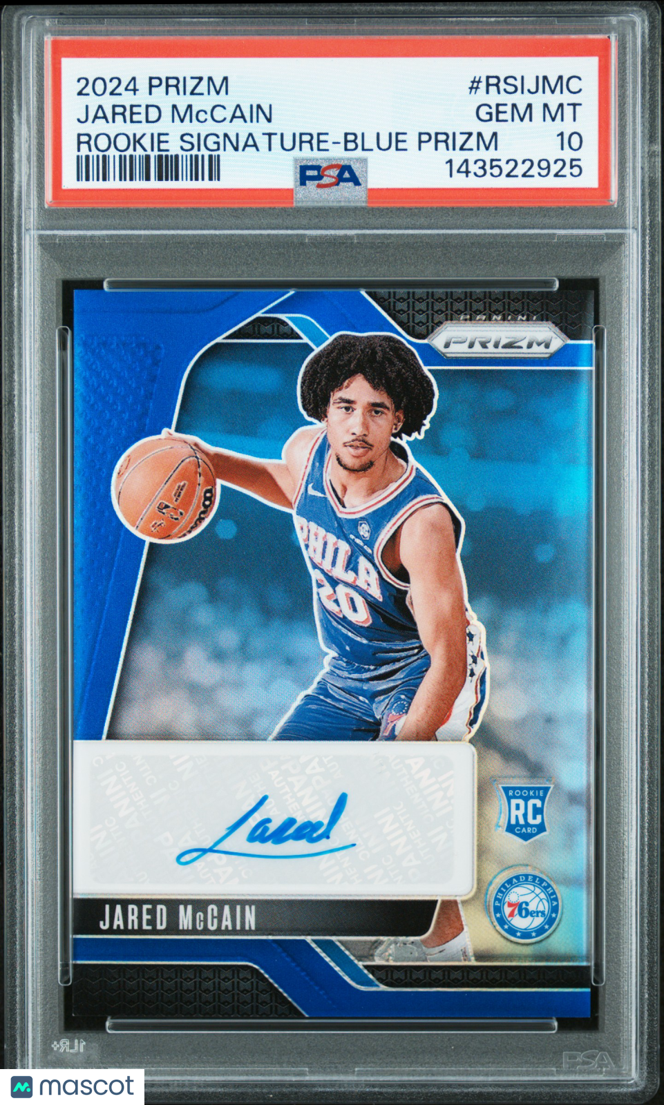 2024 Panini Prizm Rookie Signatures Jared Mccain #RSIJMC Blue 16/49 PSA 10