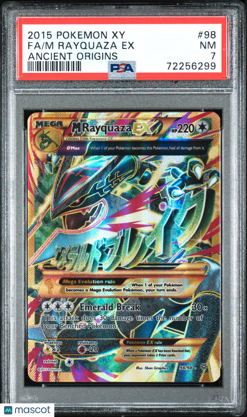2015 Pokemon XY Ancient Origins M Rayquaza EX PSA 7 #98/98