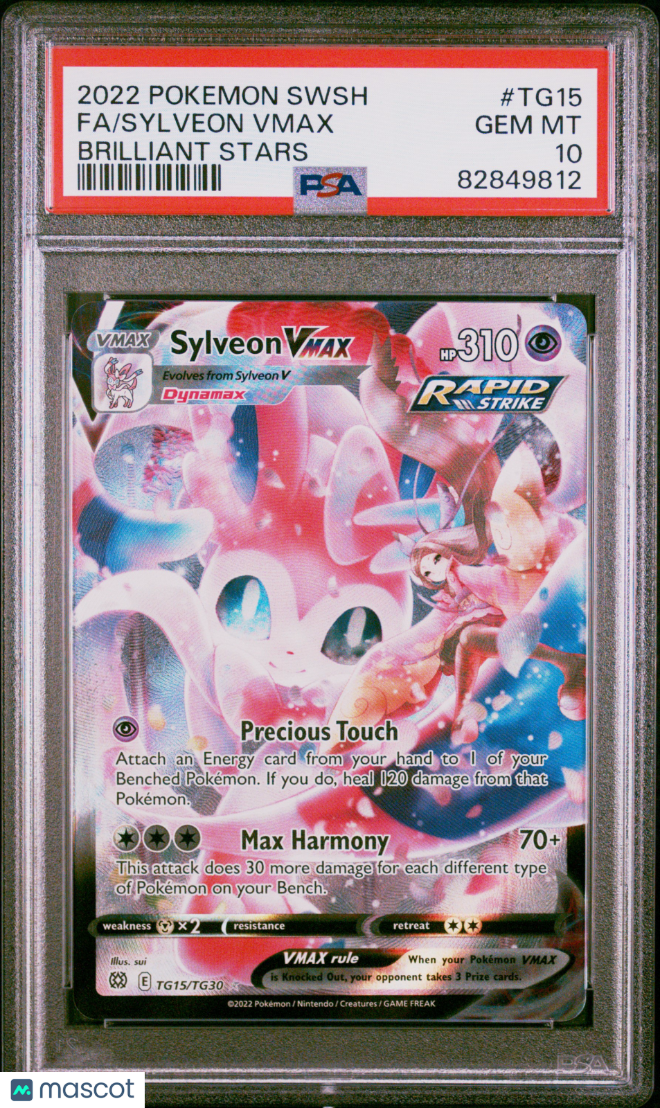 2022 Pokemon Sword & Shield Brilliant Stars Sylveon VMAX PSA 10 #TG15/TG30