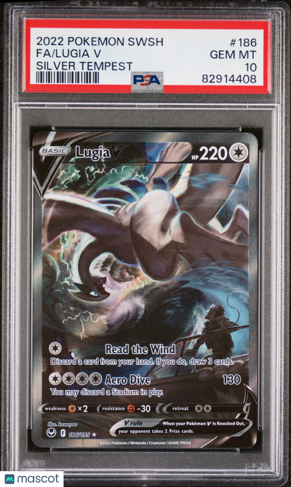 2022 Pokemon Sword & Shield Silver Tempest Lugia V PSA 10 #186/195