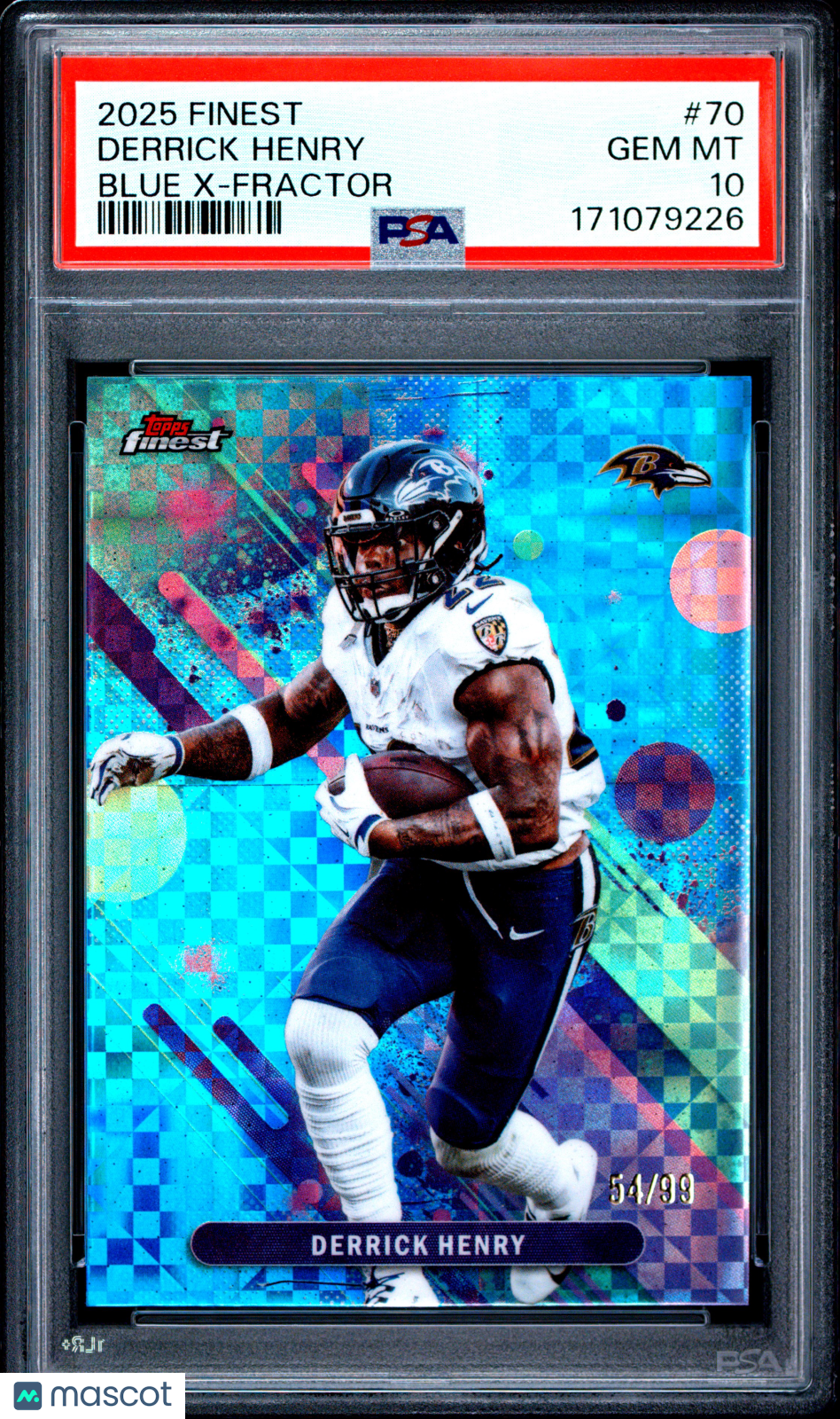 2025 Topps Finest Derrick Henry #70 Blue X-Fractor 54/99 PSA 10