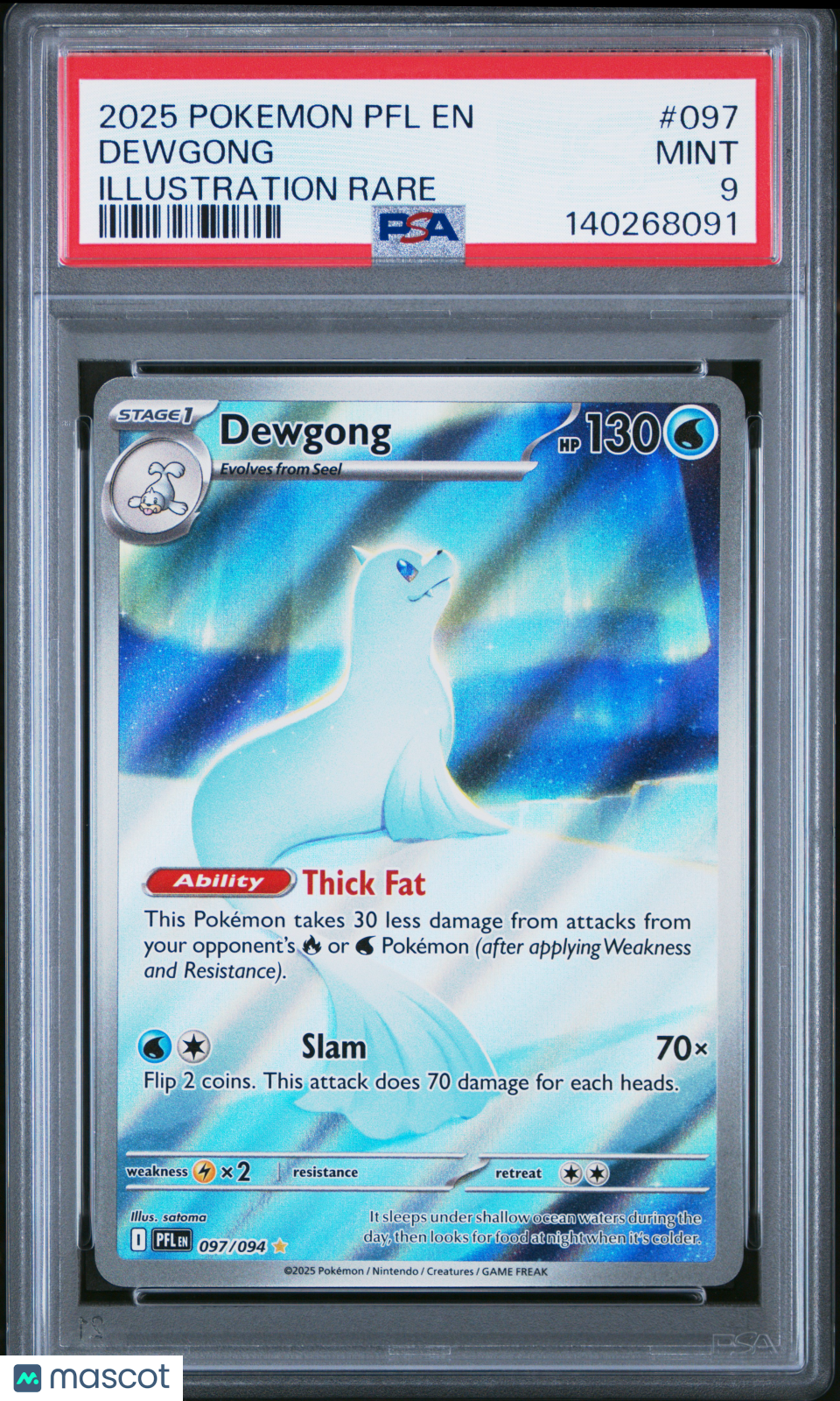 2025 Pokemon Phantasmal Flames Dewgong Illustration Rare PSA 9 #097/094