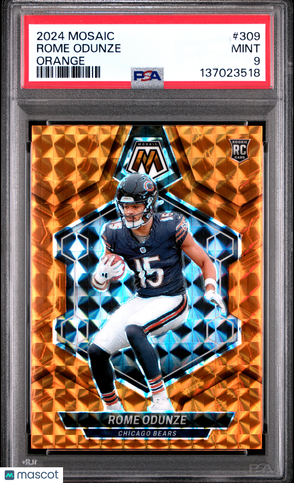 2024 Panini Mosaic Rome Odunze #309 Orange 052/199 RC PSA 9