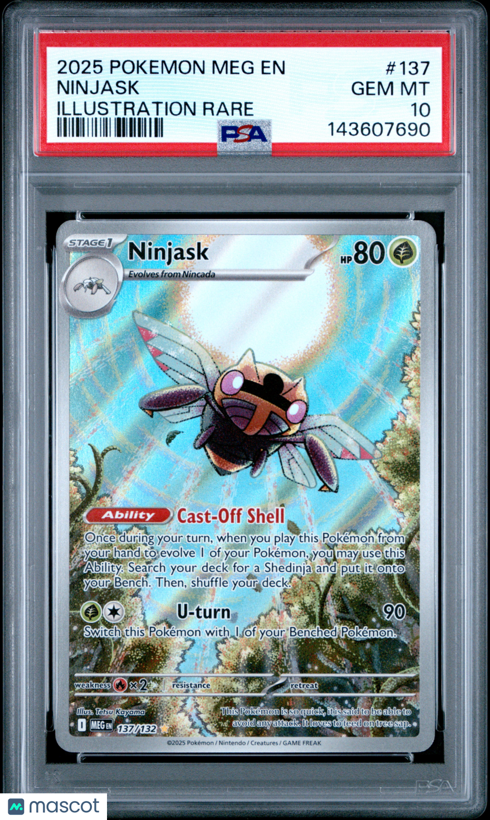 2025 Pokemon Meg EN-Mega Evolution Ninjask Illustration Rare PSA 10 #137