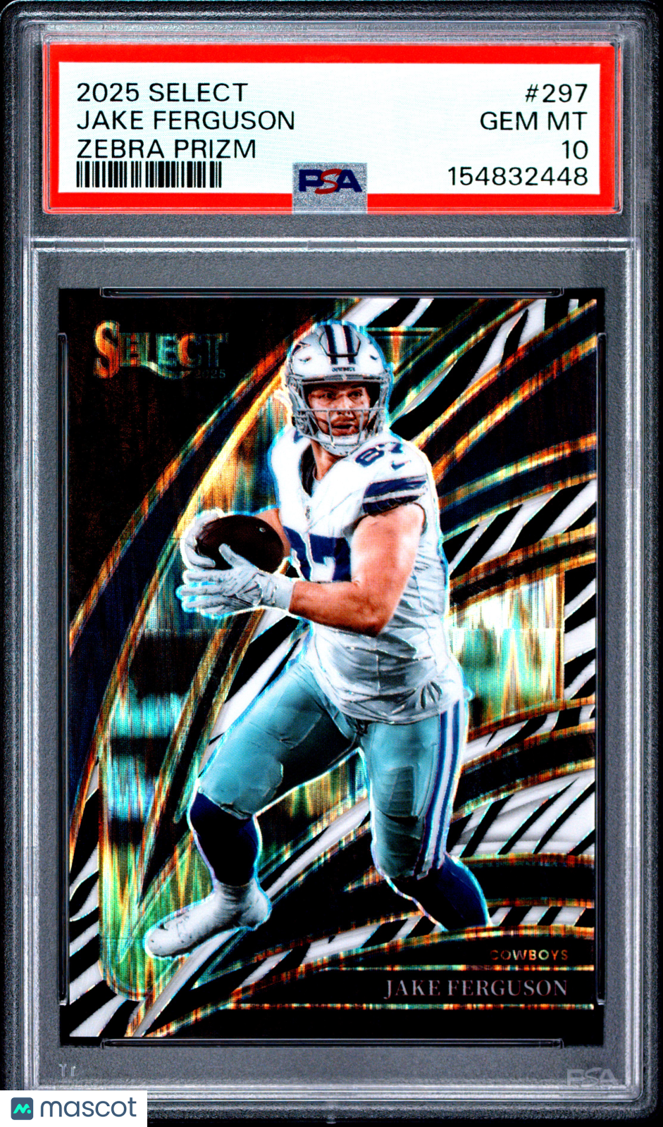 2025 Panini Select Jake Ferguson #297 Zebra Prizm PSA 10