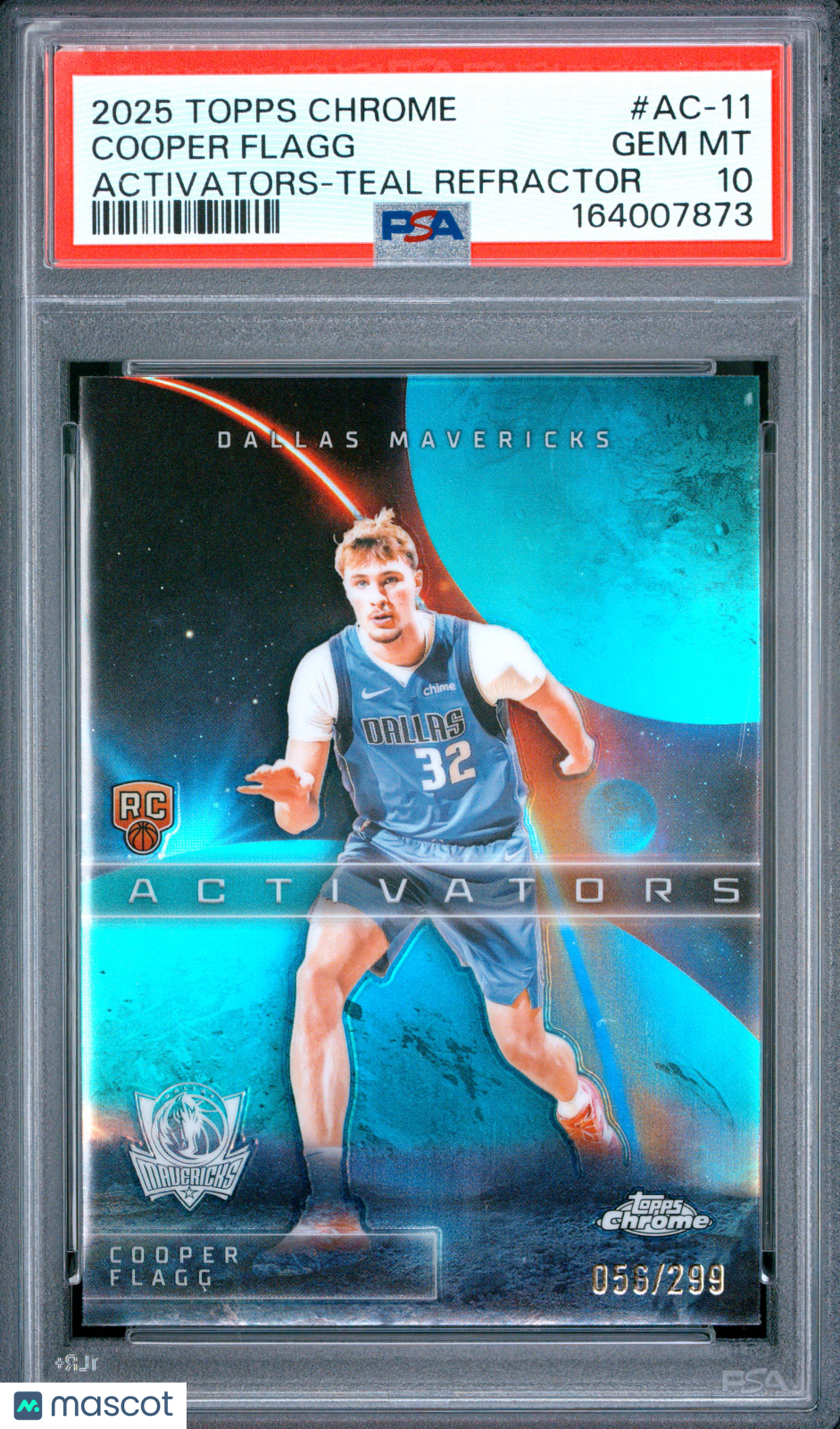 2025 Topps Chrome Activators Cooper Flagg #AC-11 Teal Refractor 056/299 PSA 10