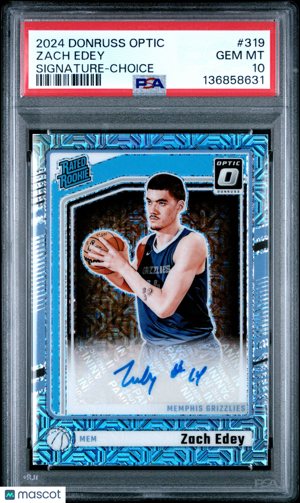 2024 Donruss Optic Rated Rookie Zach Edey #319 Signature Choice PSA 10