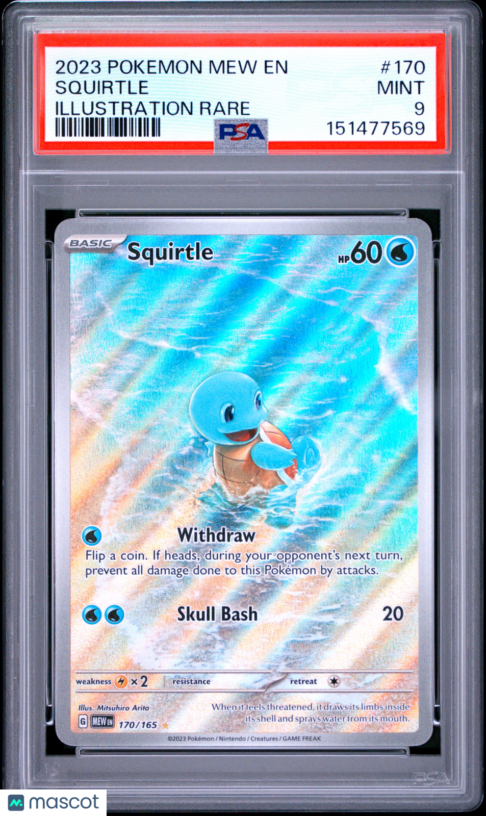 2023 Pokemon Mew EN-151 Squirtle Illustration Rare PSA 9 #170