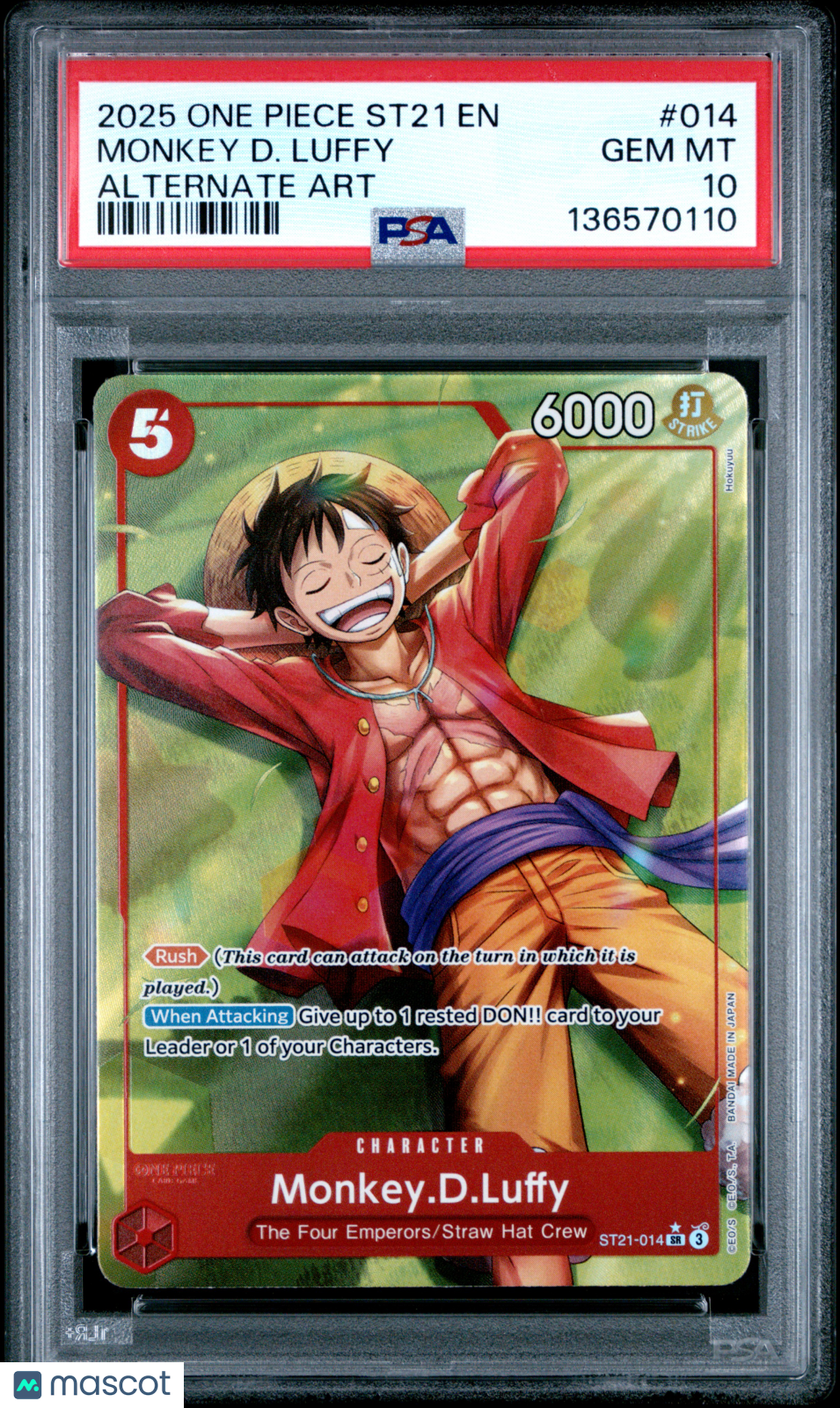 2025 One Piece St21-EX Gear 5 Monkey D. Luffy Alternate Art PSA 10 #014