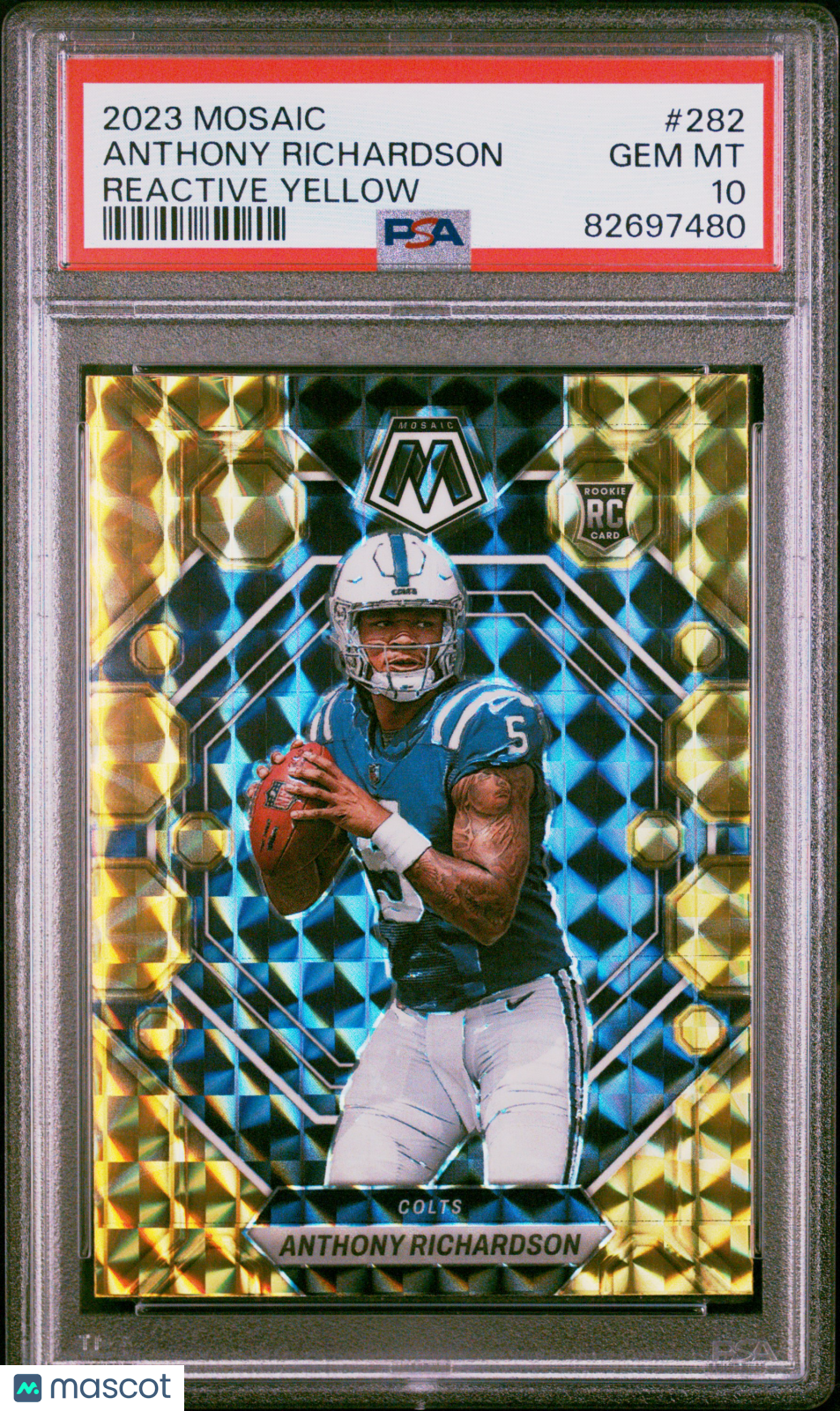 2023 Panini Mosaic Anthony Richardson #282 Reactive Yellow PSA 10