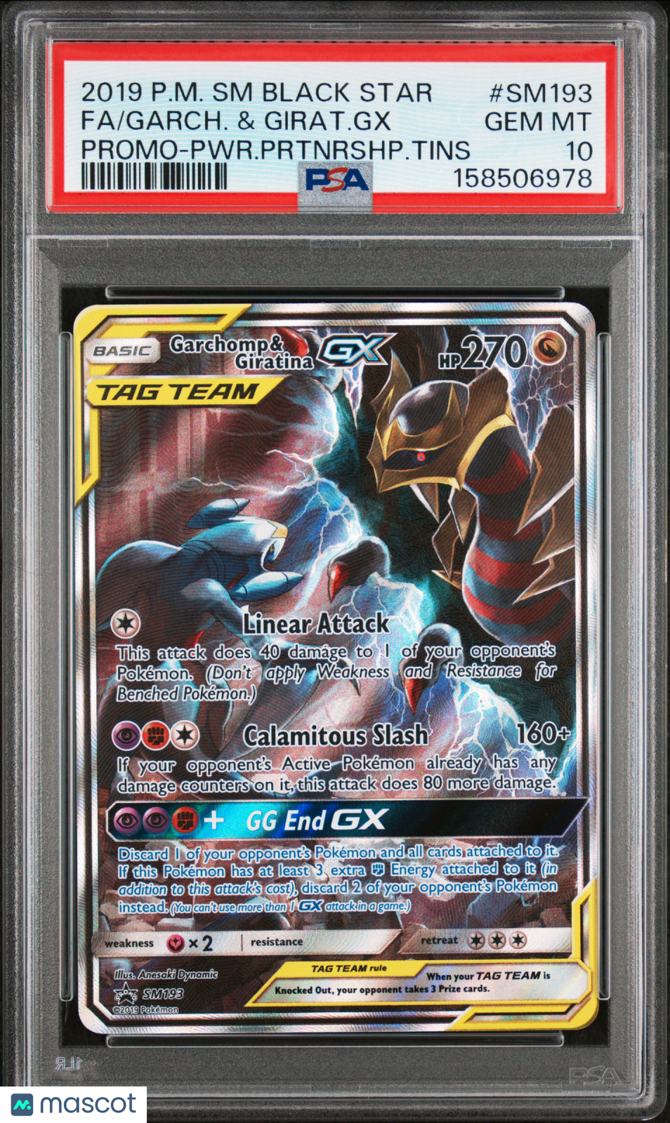2019 Pokemon SM Black Star Promo Garch. & Girat. GX Promo- Fa PSA 10 #SM193