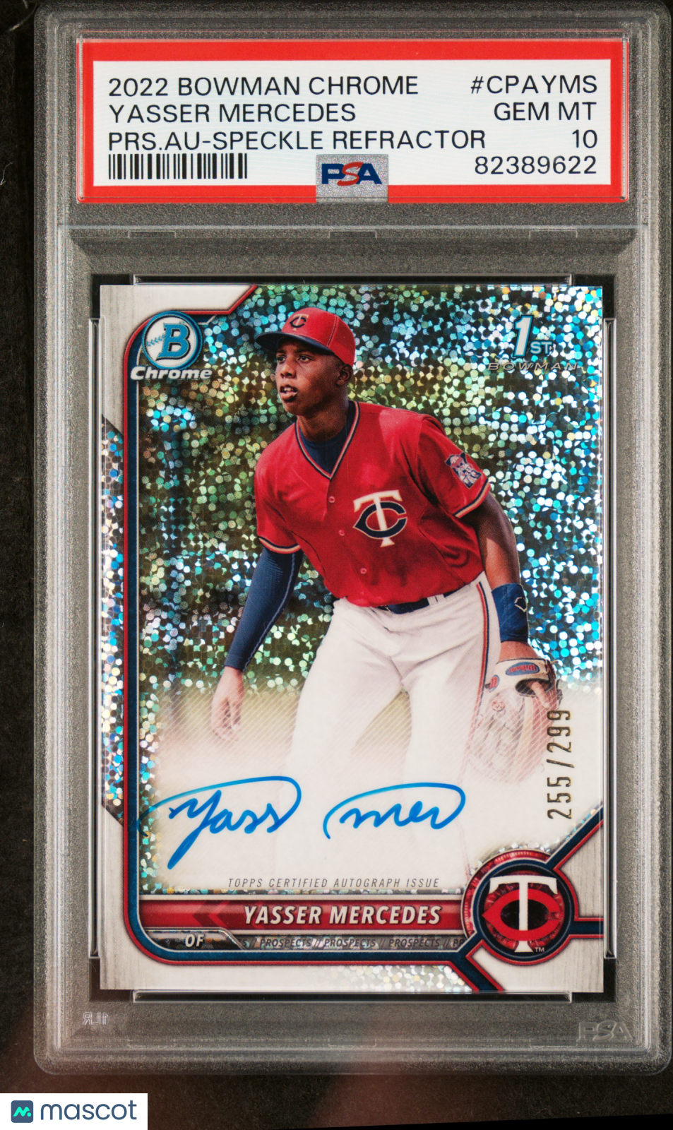 2022 Bowman Chrome Prospect Auto Yasser Mercedes #CPA-YMS Speckle 255/299 PSA 10
